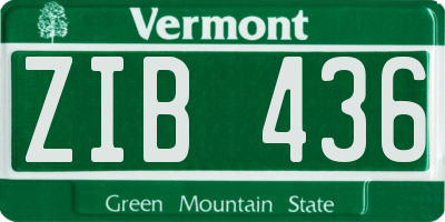 VT license plate ZIB436