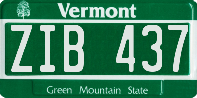 VT license plate ZIB437