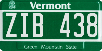 VT license plate ZIB438