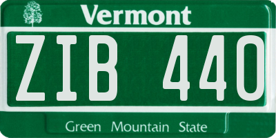 VT license plate ZIB440