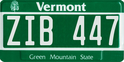 VT license plate ZIB447