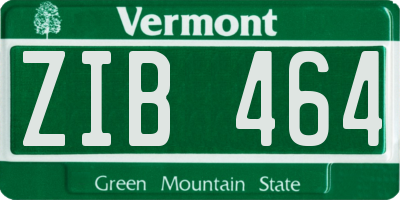 VT license plate ZIB464