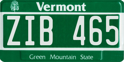 VT license plate ZIB465