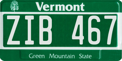 VT license plate ZIB467