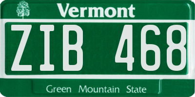 VT license plate ZIB468