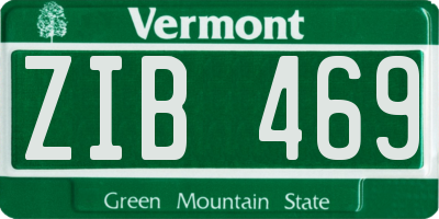 VT license plate ZIB469