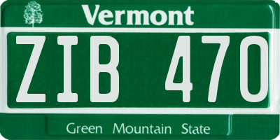 VT license plate ZIB470