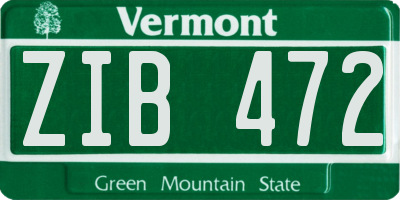 VT license plate ZIB472