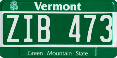 VT license plate ZIB473
