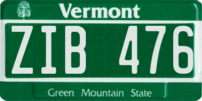 VT license plate ZIB476