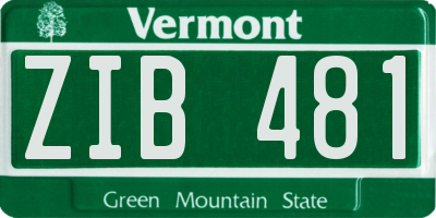 VT license plate ZIB481