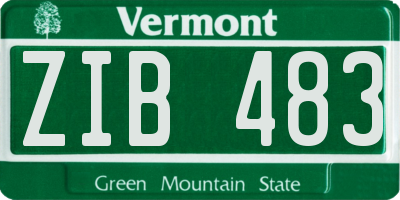 VT license plate ZIB483