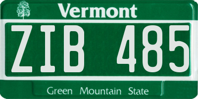VT license plate ZIB485