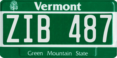 VT license plate ZIB487