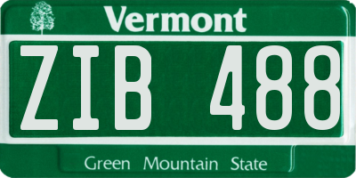 VT license plate ZIB488