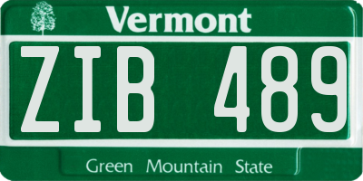 VT license plate ZIB489