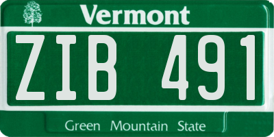 VT license plate ZIB491