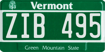 VT license plate ZIB495