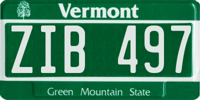VT license plate ZIB497