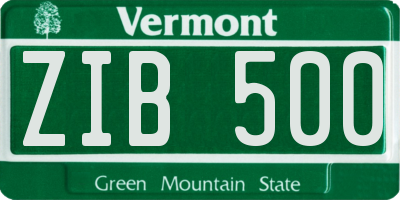 VT license plate ZIB500