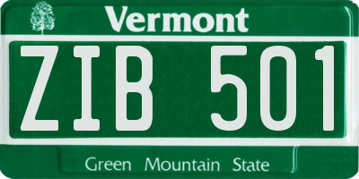 VT license plate ZIB501