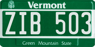 VT license plate ZIB503