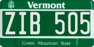 VT license plate ZIB505