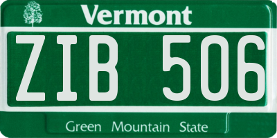 VT license plate ZIB506