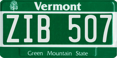 VT license plate ZIB507