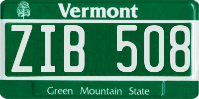 VT license plate ZIB508