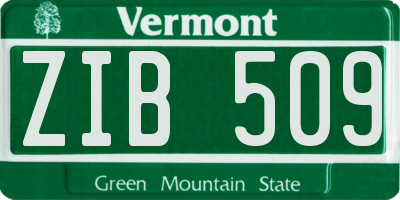 VT license plate ZIB509