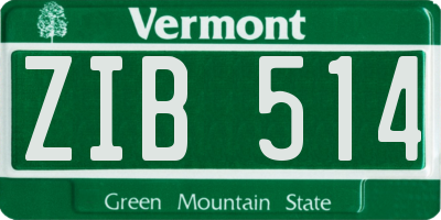 VT license plate ZIB514