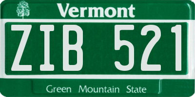 VT license plate ZIB521