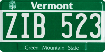 VT license plate ZIB523