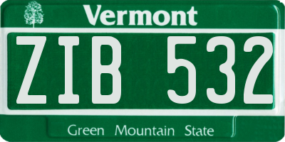 VT license plate ZIB532