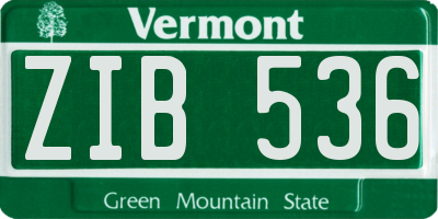 VT license plate ZIB536