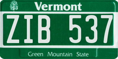 VT license plate ZIB537
