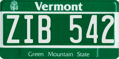 VT license plate ZIB542
