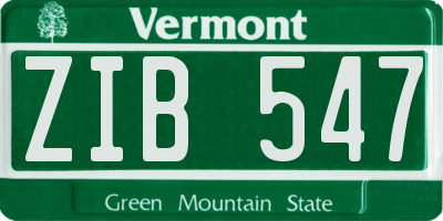 VT license plate ZIB547