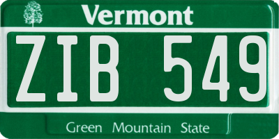 VT license plate ZIB549