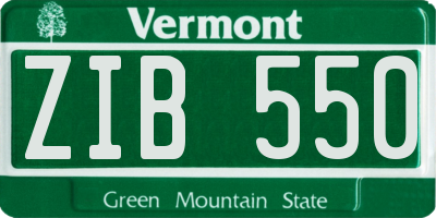 VT license plate ZIB550