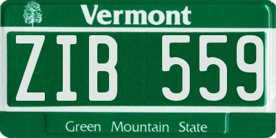 VT license plate ZIB559