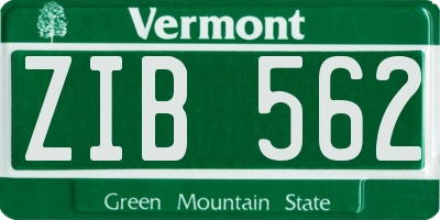 VT license plate ZIB562