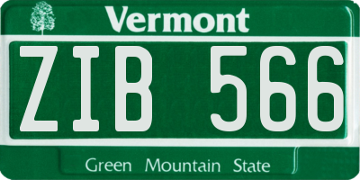 VT license plate ZIB566