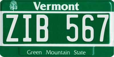 VT license plate ZIB567