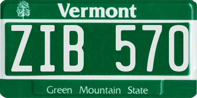 VT license plate ZIB570