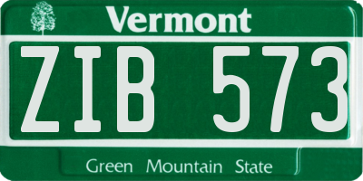 VT license plate ZIB573