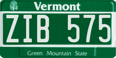 VT license plate ZIB575