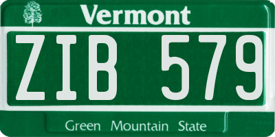 VT license plate ZIB579