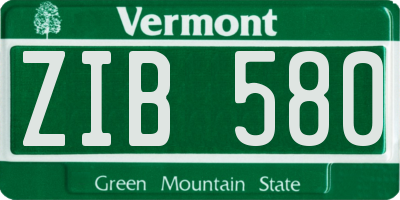 VT license plate ZIB580